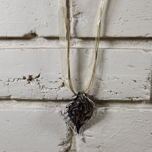 New Womens Murano Blown Glass Leaf Swirl Necklace 4 in1 - Picture 6 of 7